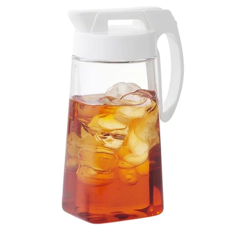 LUSTROWARE Airtight Water Pitcher 1.7QT (54oz) â€“ BPA-Free Heat-Resistant SAN Plastic Beverage Jug with One-Touch Lid, Fridge Door Friendly, Slim Space-Saving Design, Easy to Pour, Made in Japan - Image 1